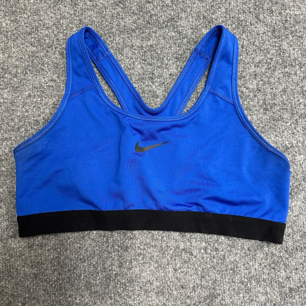 Nike Sports Bra Womens Size S Blue Dri-Fit Racerback Athletic Compression Gym